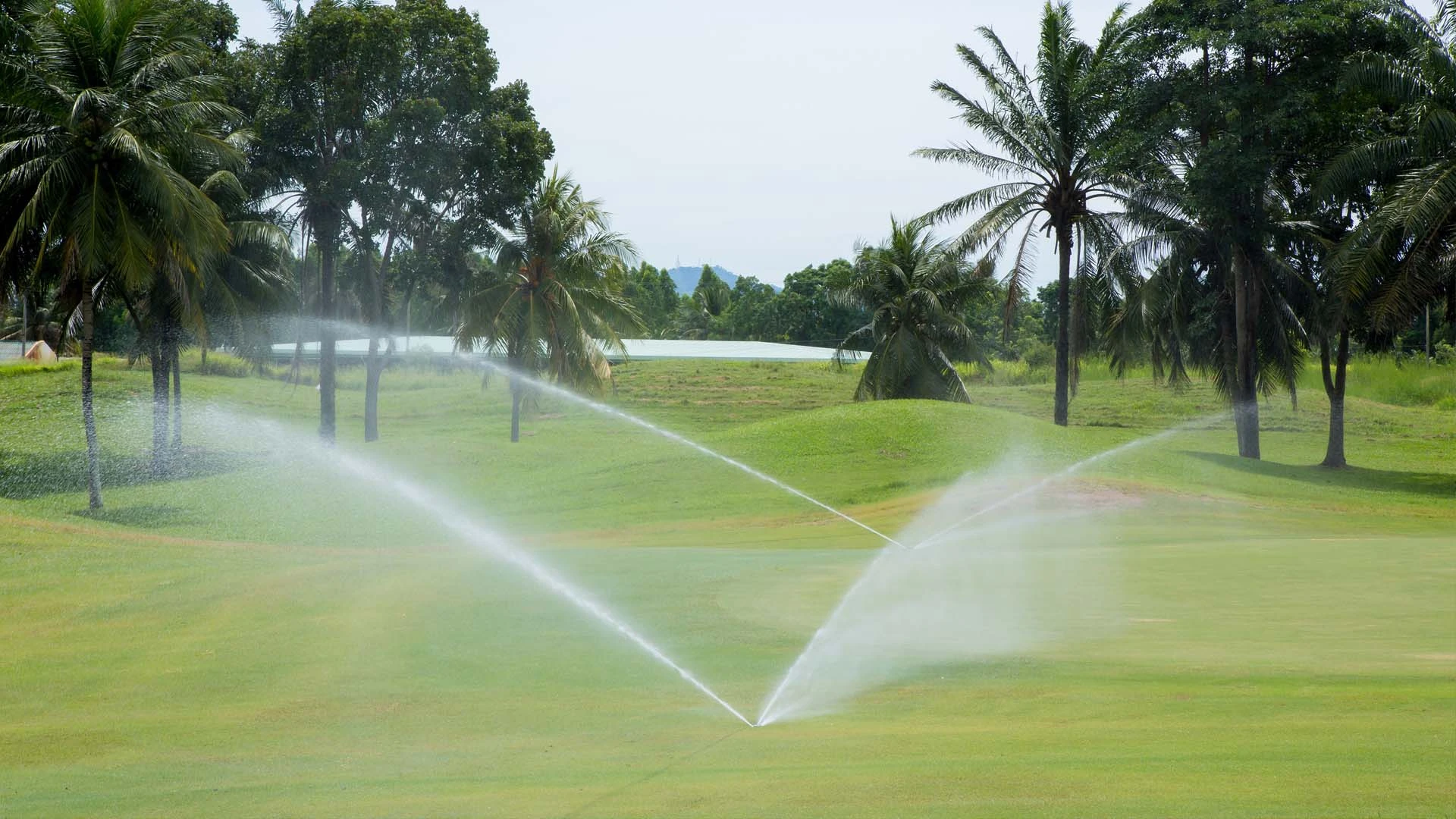 Golf course with newly repaired irrigation systems.