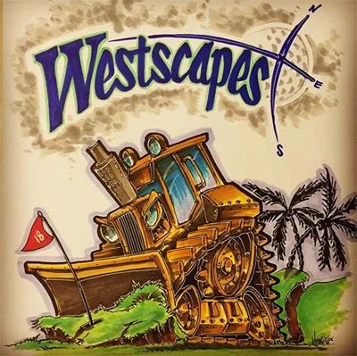 Sketch of Westscapes logo and escavator.